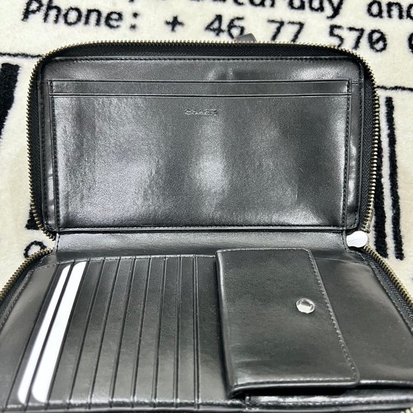 Coach Signature Double Zip Travel Organizer with Wrist Strap Black Oxblood - Picture 7 of 12